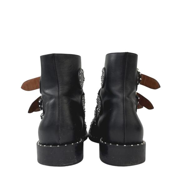 Givenchy Women's Black Leather Studded Buckle Pointed Toe Ankle Boots Size 7.5 - Picture 4 of 8